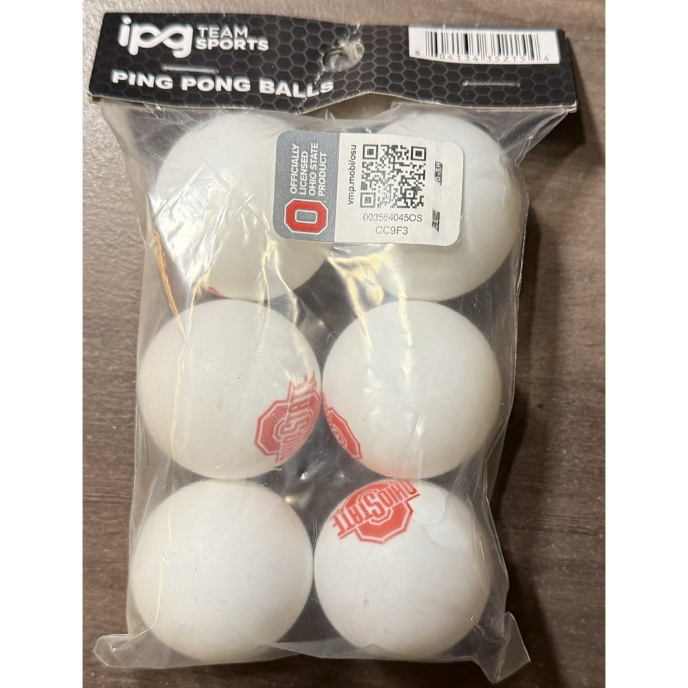 Ohio State Buckeyes Ping Pong Balls 6Pack Table Tennis NCAA White Red Graduation